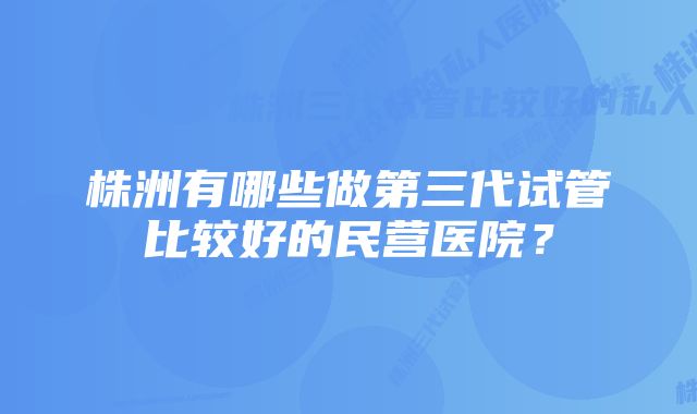 株洲有哪些做第三代试管比较好的民营医院？