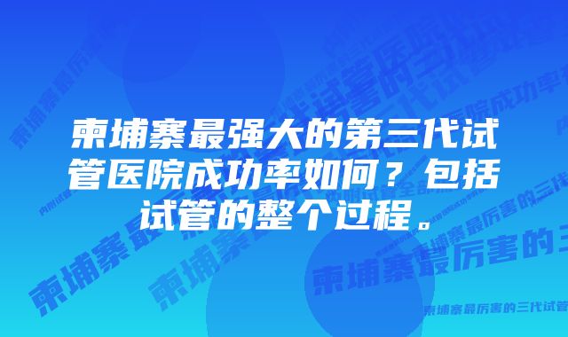 柬埔寨最强大的第三代试管医院成功率如何？包括试管的整个过程。