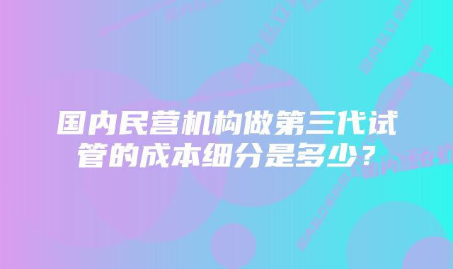 国内民营机构做第三代试管的成本细分是多少？