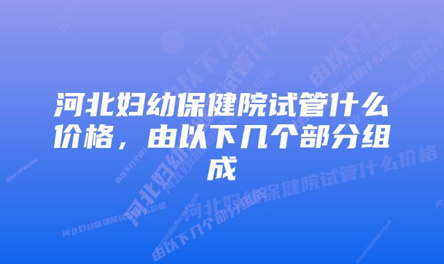 河北妇幼保健院试管什么价格，由以下几个部分组成