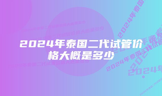 2024年泰国二代试管价格大概是多少