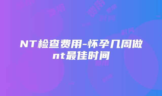 NT检查费用-怀孕几周做nt最佳时间