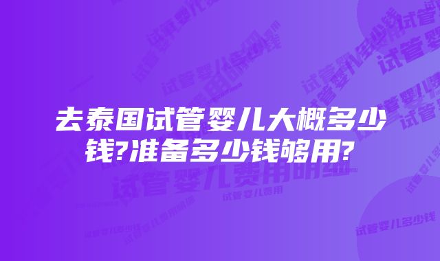 去泰国试管婴儿大概多少钱?准备多少钱够用?