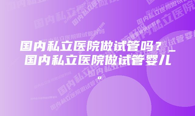 国内私立医院做试管吗？_国内私立医院做试管婴儿。