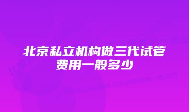 北京私立机构做三代试管费用一般多少