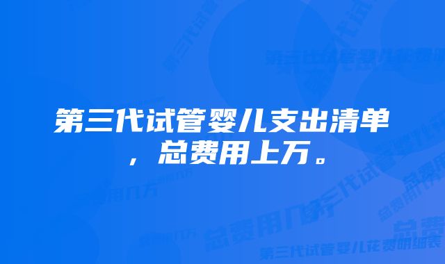 第三代试管婴儿支出清单，总费用上万。