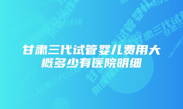 甘肃三代试管婴儿费用大概多少有医院明细