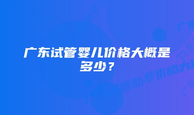 广东试管婴儿价格大概是多少？