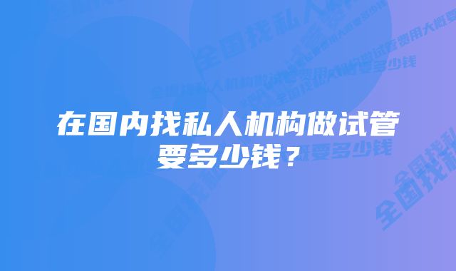 在国内找私人机构做试管要多少钱？