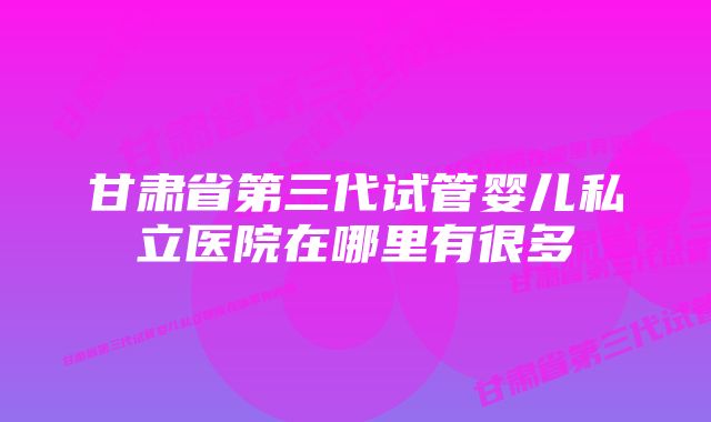 甘肃省第三代试管婴儿私立医院在哪里有很多