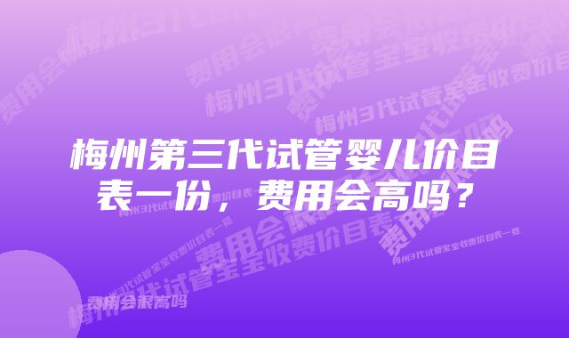 梅州第三代试管婴儿价目表一份，费用会高吗？