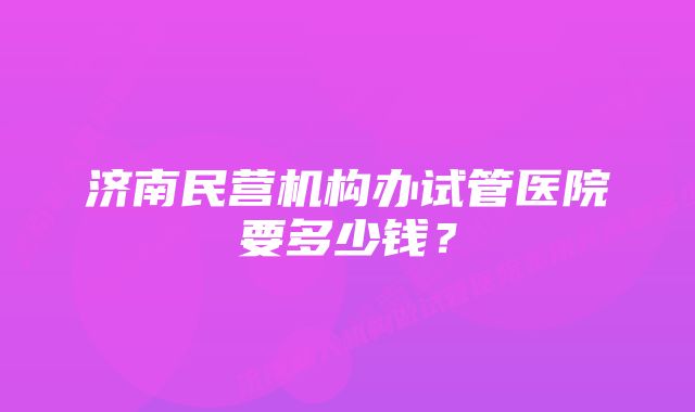 济南民营机构办试管医院要多少钱？