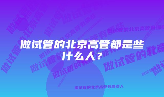 做试管的北京高管都是些什么人？