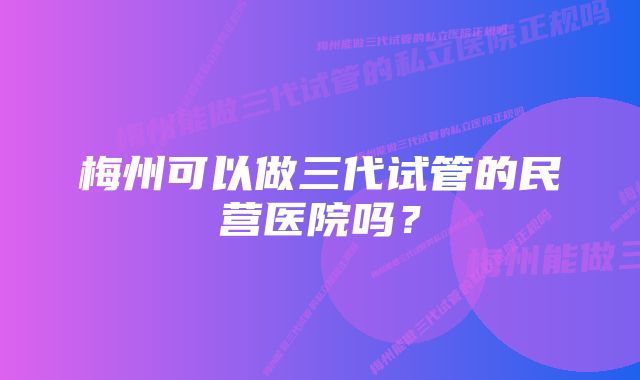 梅州可以做三代试管的民营医院吗？