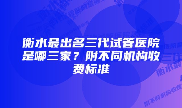 衡水最出名三代试管医院是哪三家？附不同机构收费标准