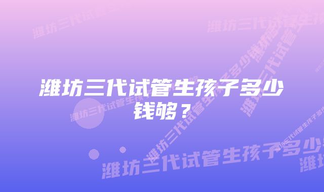 潍坊三代试管生孩子多少钱够？