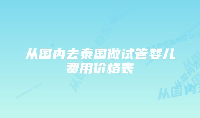 从国内去泰国做试管婴儿费用价格表