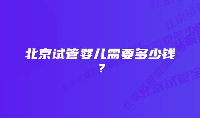 北京试管婴儿需要多少钱？