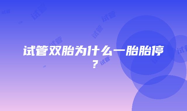 试管双胎为什么一胎胎停？