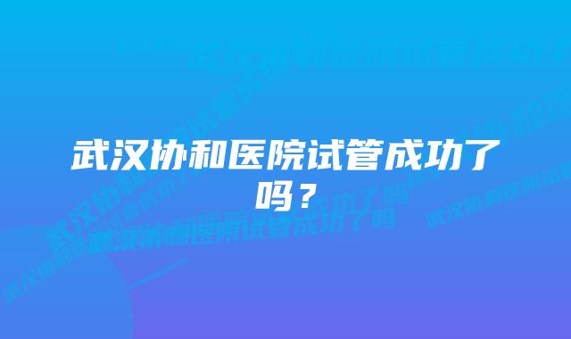 武汉协和医院试管成功了吗？