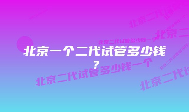 北京一个二代试管多少钱？