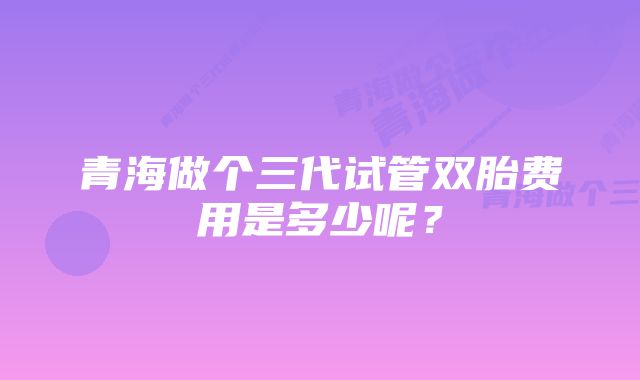 青海做个三代试管双胎费用是多少呢？