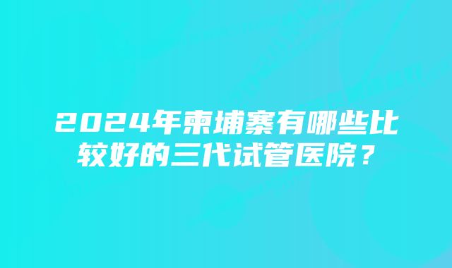 2024年柬埔寨有哪些比较好的三代试管医院？