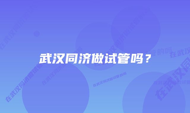 武汉同济做试管吗？