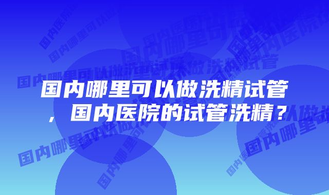 国内哪里可以做洗精试管，国内医院的试管洗精？