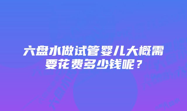 六盘水做试管婴儿大概需要花费多少钱呢？