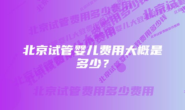 北京试管婴儿费用大概是多少？