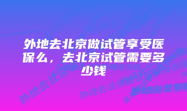 外地去北京做试管享受医保么，去北京试管需要多少钱