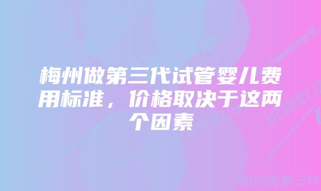 梅州做第三代试管婴儿费用标准，价格取决于这两个因素