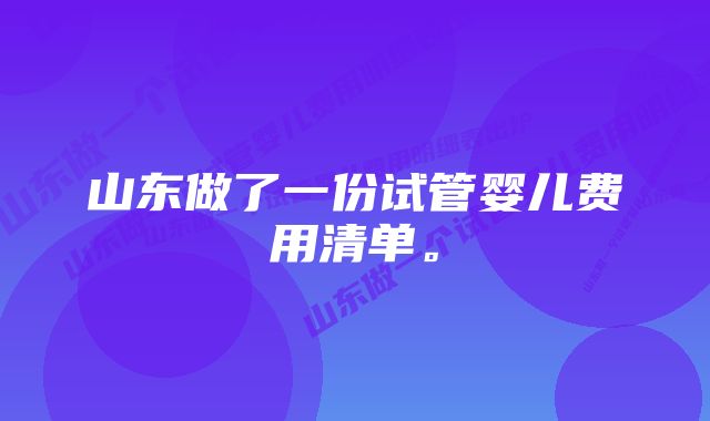 山东做了一份试管婴儿费用清单。