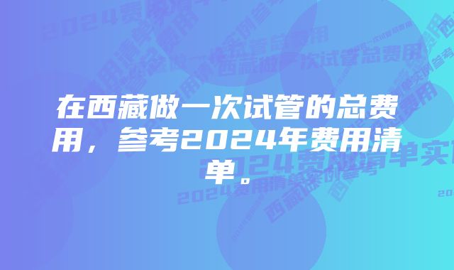 在西藏做一次试管的总费用，参考2024年费用清单。