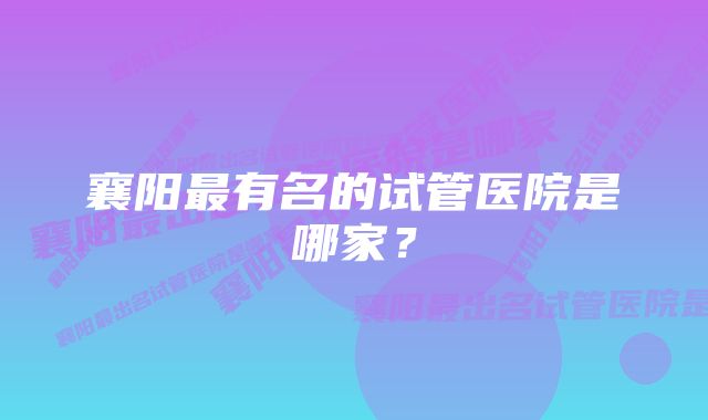 襄阳最有名的试管医院是哪家？