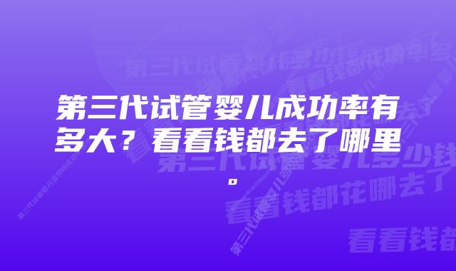 第三代试管婴儿成功率有多大？看看钱都去了哪里。