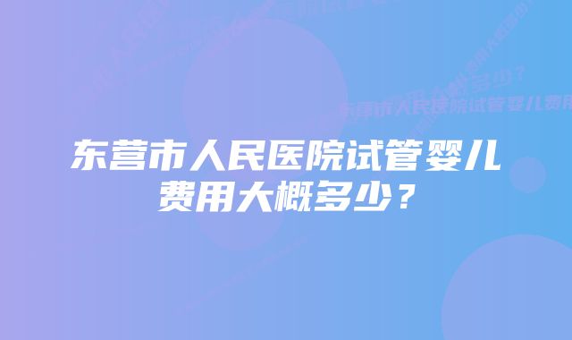 东营市人民医院试管婴儿费用大概多少？