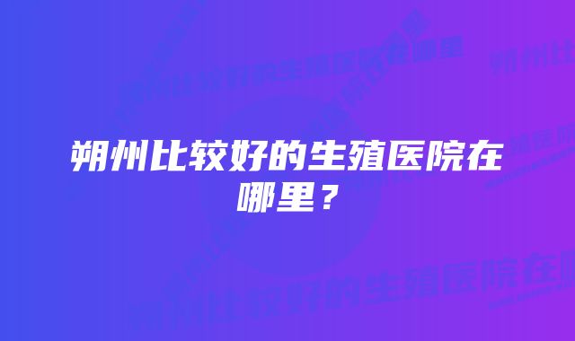 朔州比较好的生殖医院在哪里？