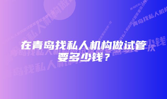 在青岛找私人机构做试管要多少钱？