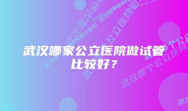 武汉哪家公立医院做试管比较好？