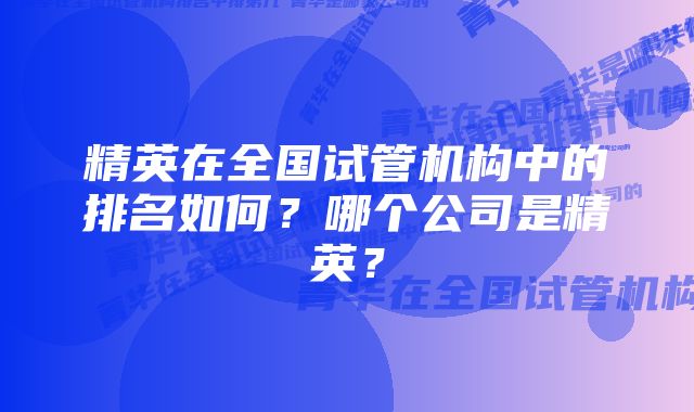 精英在全国试管机构中的排名如何？哪个公司是精英？