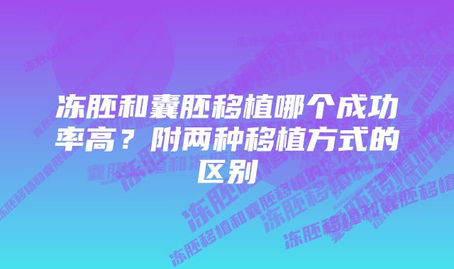 冻胚和囊胚移植哪个成功率高？附两种移植方式的区别