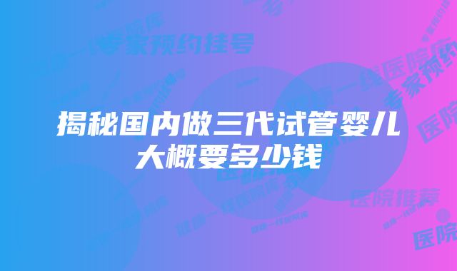 揭秘国内做三代试管婴儿大概要多少钱