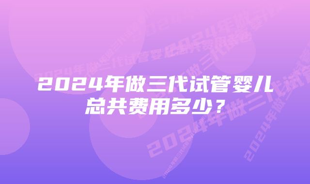 2024年做三代试管婴儿总共费用多少？