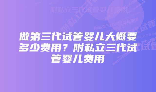 做第三代试管婴儿大概要多少费用？附私立三代试管婴儿费用