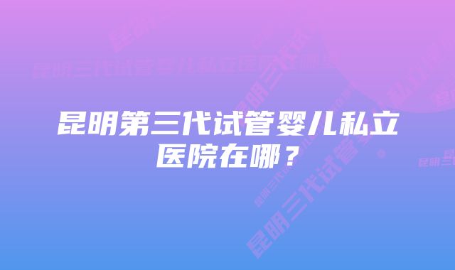 昆明第三代试管婴儿私立医院在哪？