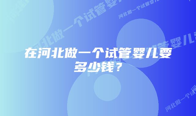 在河北做一个试管婴儿要多少钱？