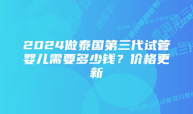 2024做泰国第三代试管婴儿需要多少钱？价格更新