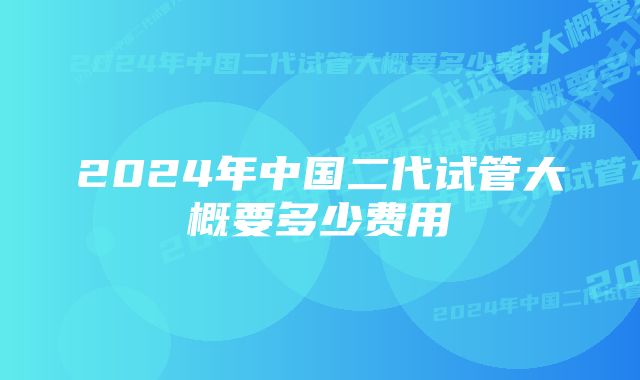 2024年中国二代试管大概要多少费用